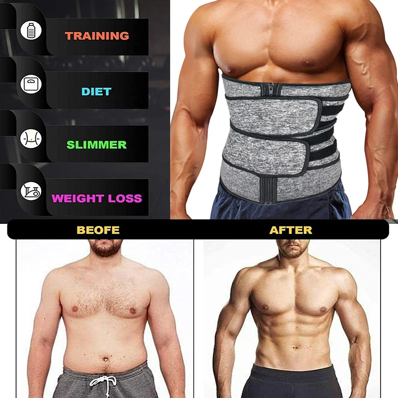Men Waist Trainer Corsets Fitness Trimmer Belt Slimming Body