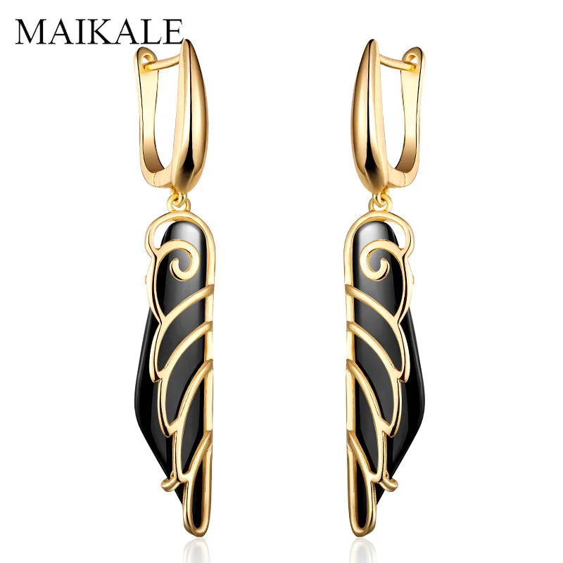 Женские керамические серьги-капельки MAIKALE черно-белые серьги