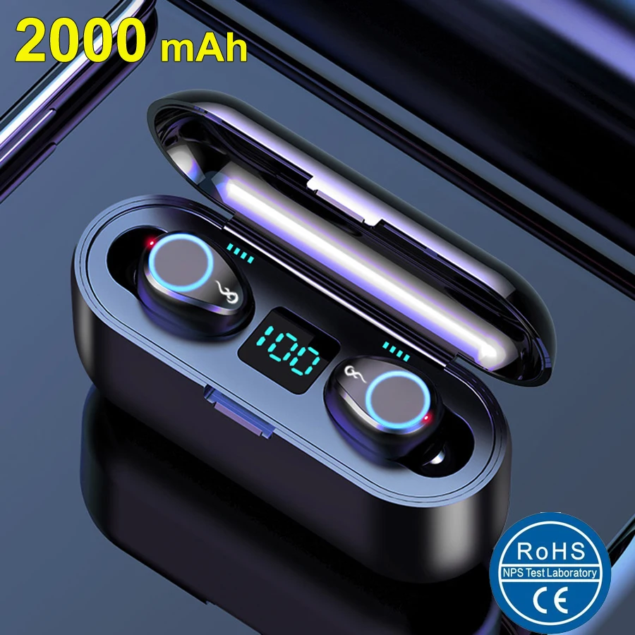 

New Wireless Earphone Bluetooth Earbuds TWS Bluetooth 5.0 Wireless Headphone With 2000mAh Power Bank Headset With Microphone