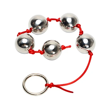 Five Metal Anal Balls Stretcher Ring Handheld Stainless Steel Anal Bead Sex Toys for Woman Butt Vaginal Plug Erotic Toys 2