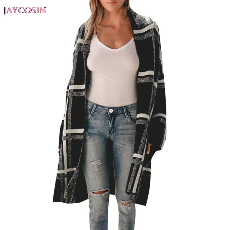 

JAYCOSIN 2019 Sweater Fashion Women Winter Long Sleeve Stripe Cardigan Knitted Sweater Jacket Coat Pelaje Manteau femelle #0820