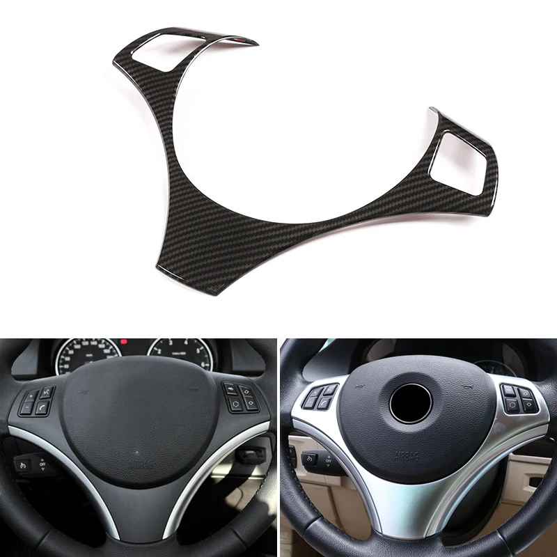 

Carbon Fiber Texture Car Styling Steering Wheel Panel Switch Button Frame Cover Trim For BMW 3 Series E90 2005 - 2010 2011 2012