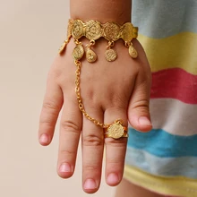 WANDO детский браслет из монет свободного размера, золотистое кольцо, Арабская монета-браслет для детей, детские украшения, подарки на Ближний Восток