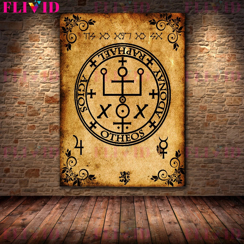 Ancient Alchemie Hexerei Amulett Talisman Wicca Wall Art Canvas Painting Abstract Witch Achemy Poster And Print Decor Unframed