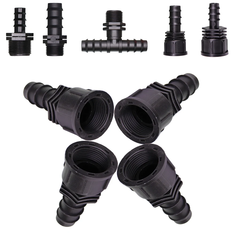 

16 20 25MM 1/2" 3/4" Thread Connector to Barb 16mm 20mm PE Tubing Adapter Hose Joints Garden Drip Irrigation Coupling Fittings