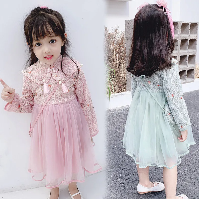 

Ethnic Elegant Princess Party Dresses Lace Evening Dress Long Sleeve Autumn Children Dresses Winter Girl Clothing 2 3 4 6 8 Year