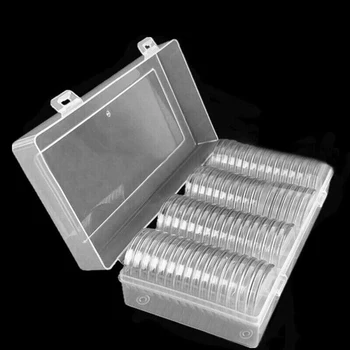 

60Pcs Clear Round Plastic Coin Display Capsule Container Storage Box Holder Case 40/41mm