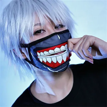 

new Adults Halloween cosplay Kaneki Ken Face Masks Zipper Cycling Anti-Dust Anime Tokyo Ghoul Cosplay party Mask