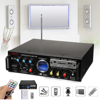 Stereo Amplifier 12v 220v 5.1 Channel Audio Power HiFi APE Dual Microphone Interface Speaker with Remote Control for Car Home 2017 new nobsound hifi 2 channel microphone preamplifier dual mic preamp audio recorder electric guitar amplifier