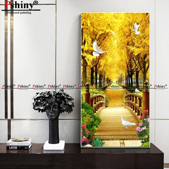 

PSHINY NEW 5D DIY Diamond embroidery sale bridge landscape decorative painting Full drill square rhinestone Diamond Painting
