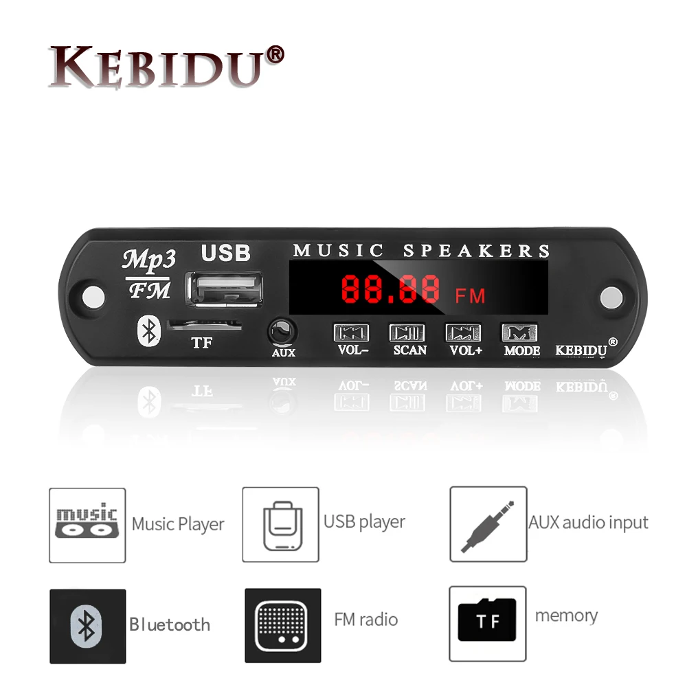MP3 декодер Kebidu WMA плата аудио модуль USB TF радио беспроводной Bluetooth 5 в 12 В MP3-плеер