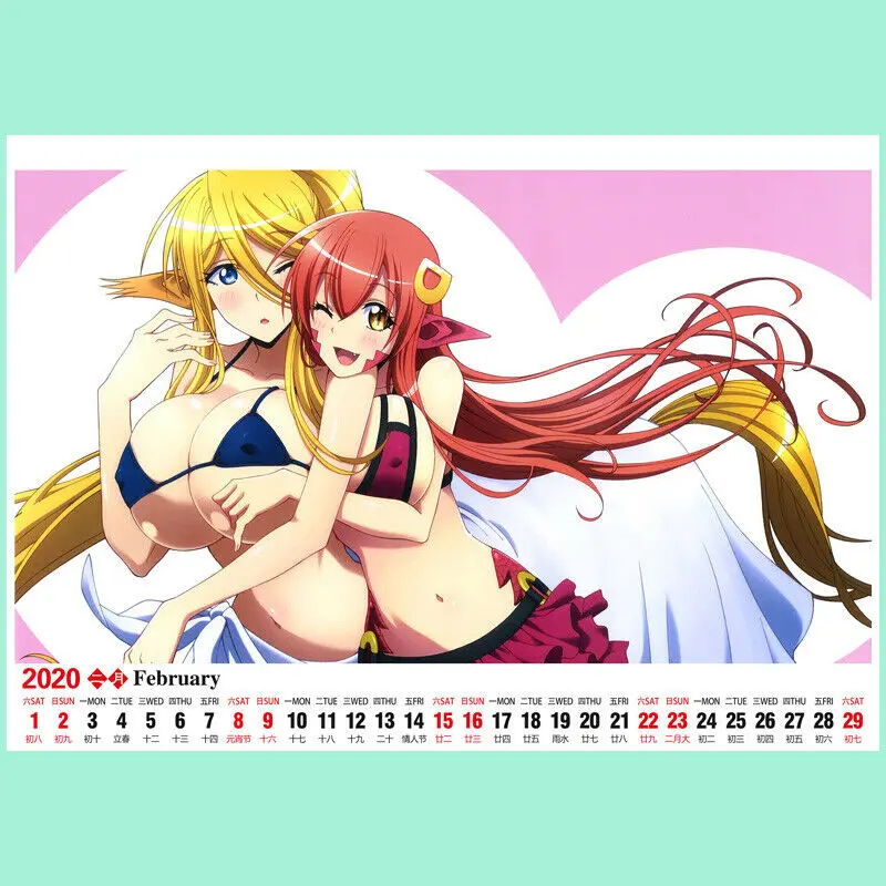 Аниме календарь Monster Musume No Iru Nichijou Сексуальная отаку настольная 13 страниц подарок на год
