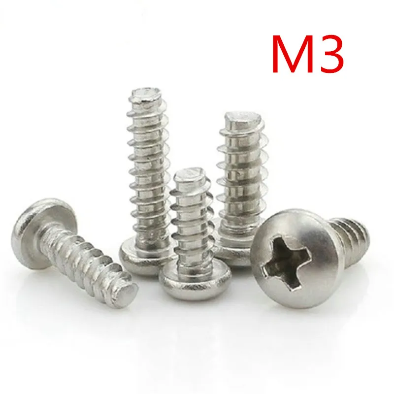 Самонарезающий винт M3 * 4/5/6/8/10/12/16/20 Philips типа F из нержавеющей стали для пластика PB3