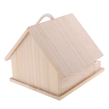 

Wooden Bird House Ornament Nesting Box for Small Wild Birds Hanging Decor L