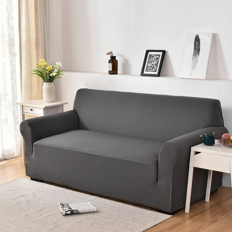 L-стиль секционный угловой диван-диван Одноцветный эластичный чехол для дивана