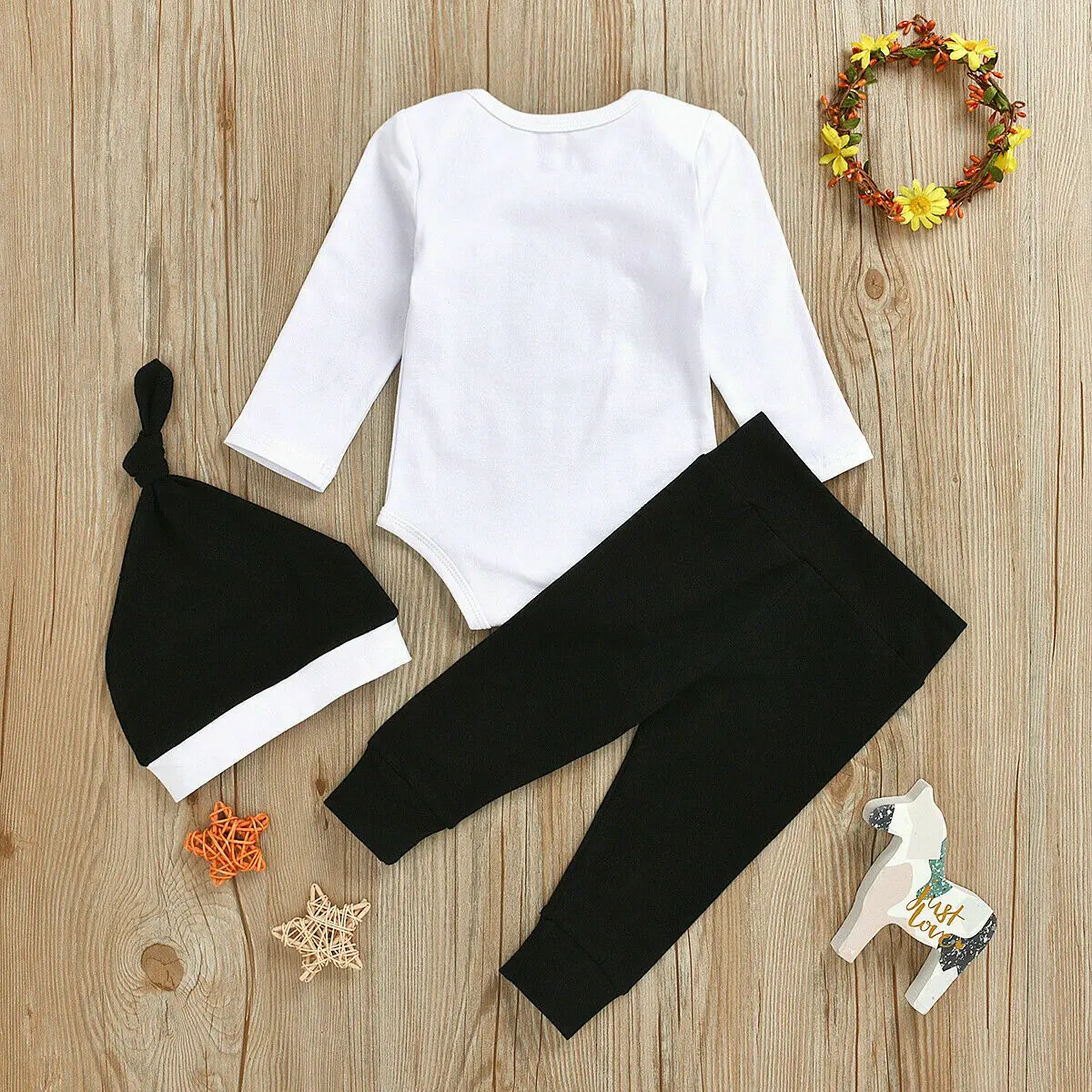 Новогодняя одежда для маленьких мальчиков и девочек Повседневный Комбинезон, топы с длинными рукавами, штаны, спортивный костюм комплект одежды для мальчиков с буквенным принтом