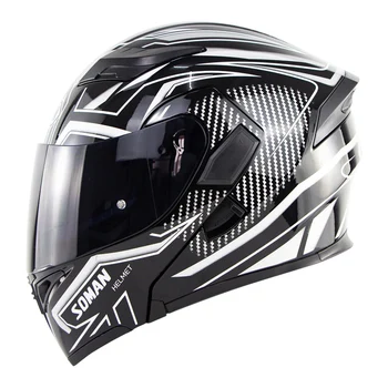 

Flip up Dual Visors Helmets Full Face Motorcycle Helmet+K5 lens Retro casco capacete moto DotApproved For Soman SM955