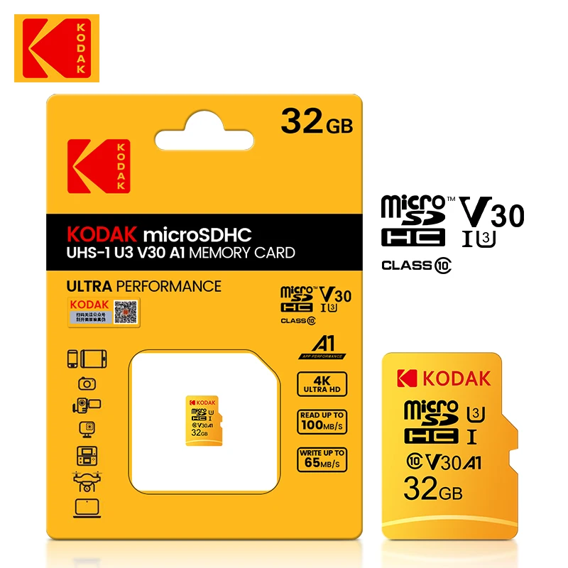5 шт. Kodak U3 Micro SD TF карта 32 Гб 64 128 ГБ 256 класс 10 Флэш-память Microsd для адаптера
