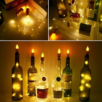 

2m String led Wine Bottle flame Cork 20 LED Bottle led night Lights Battery Cork for Party Wedding Christmas Halloween Bar Decor
