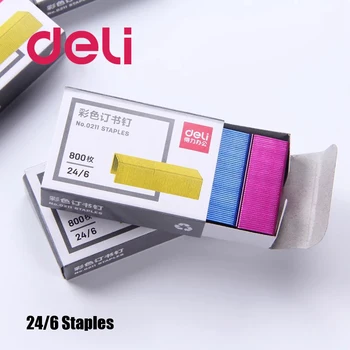 

Deli 800pcs/pack Color Staples 24/6 12mm Stapler Stitching Needle Nail Staple 12# Stapler Universal Book Staples Office Supplies