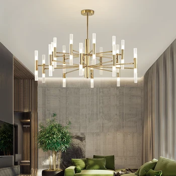 

Creative Nordic Postmodernism Luxurious G9 Restaurant Hotel Golden Pendant Lamp High Quality Wrought Iron Decorate Hanging Lamp