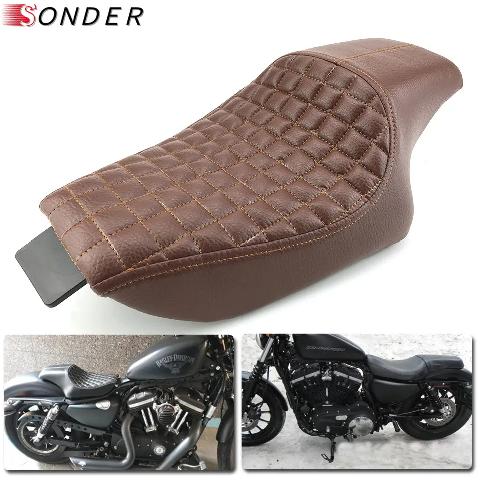 Для Harley Sportster XL 883 iron X48 XL883 Sportster 1200 47 2004- Кожа два водителя переднее заднее ПАССАЖИРСКОЕ СИДЕНЬЕ