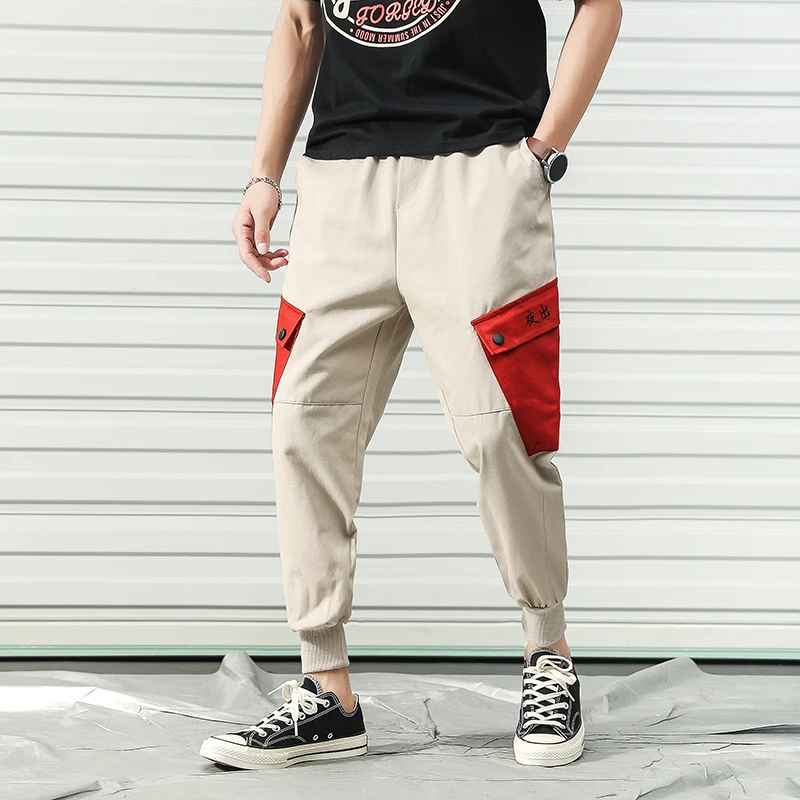Мужские осенние уличные повседневные штаны-шаровары с карманами в стиле хип-хоп, модные корейские свободные штаны-карго больших размеров 5XL для бега