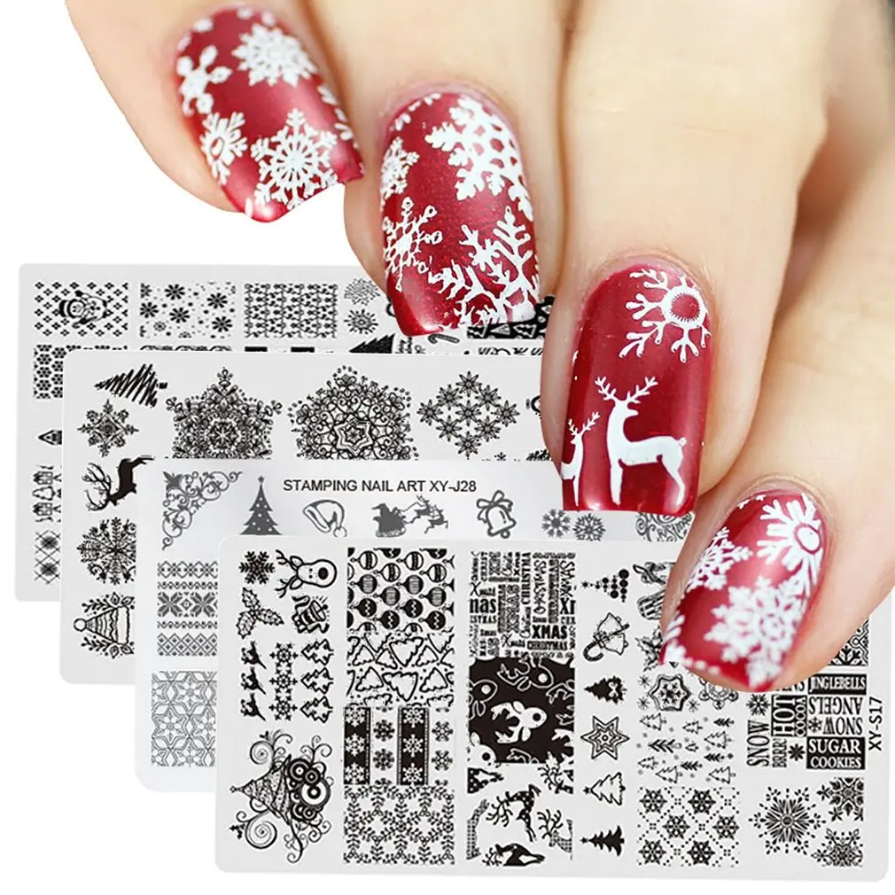 

Christmas Lace Flower Animal Nail Stamping Plates Marble Image Stamp Templates Geometric Manicure Printing Stencil Tools