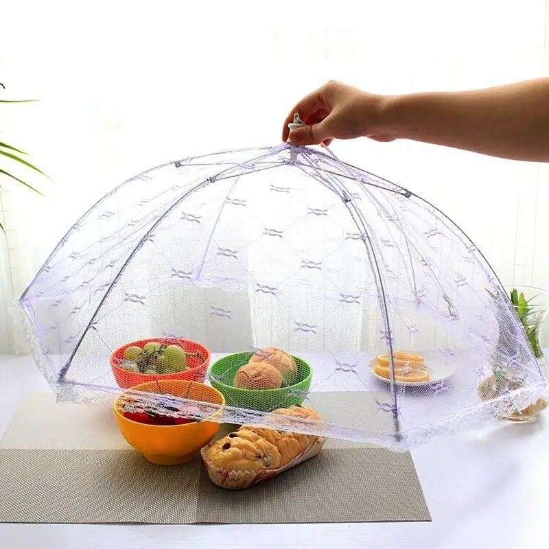 

Carrywon Round Lace Foldable Fly-proof Insect-proof Food Table Cover Umbrella Umbrella Style Cover Home Kitchen Cooking Gadget