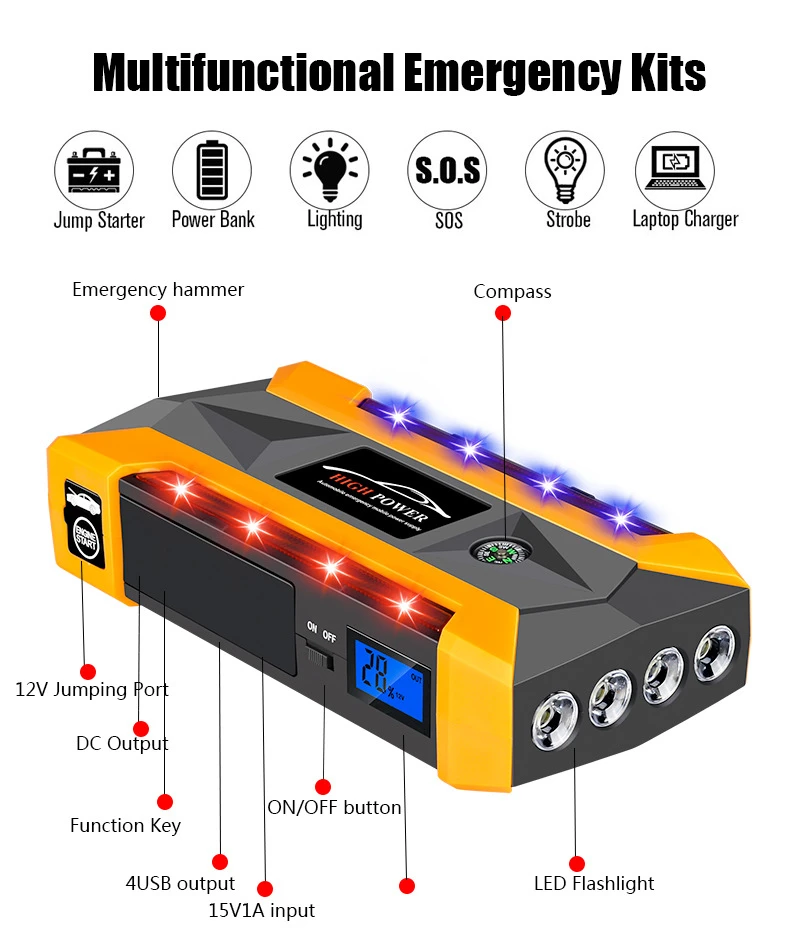 portable charger for android Emergency Starting Device 12V 20000mAh Car Jump Starter Power Bank for Phones Petrol Diesel Car Battery Booster with Flashlight magnetic wireless power bank