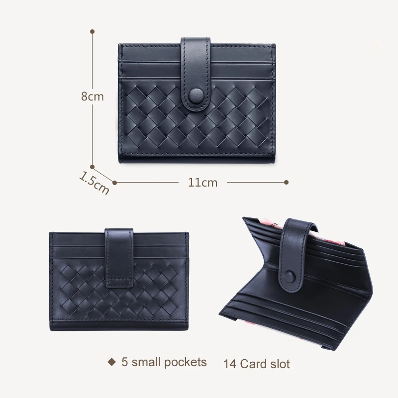9007 Blue Кожаная сумка для карт, мужская, тканая, ультра-тонкая, роскошный бренд, кредитный держатель для карт, женский, несколько слотов для карт, Противоугонный верх, Детская коровья кожа - Цвет: 9007 Blue