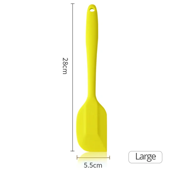 large yellow Силиконовый скребок для выпечки торта, инструмент для выпечки, пищевое антипригарное масло, металлическая кулинарная лопатка силиконовая лопатка, инструменты для выпечки, кухонные гаджеты - Цвет: large yellow