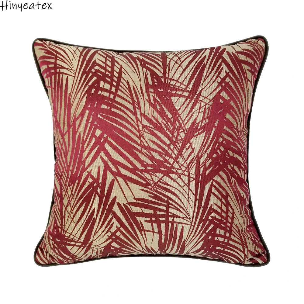 Contemporary Burgundy Bamboo Leaves Sofa Chair Designer Pipping Throw