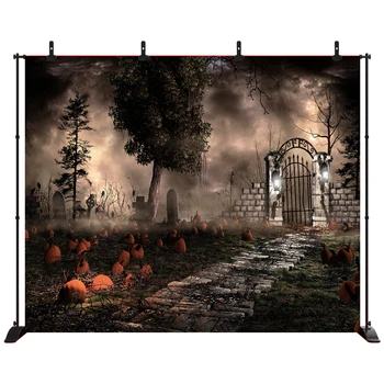 

Acejoker Halloween Backdrop Scary Cemetery Ghost Pumkin Moon Photography Background Vinyl Photo Studio Props