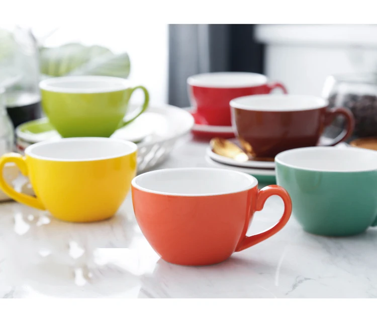 CHANSHOVA Modern Simplicity Ceramic Coffee Mug and Saucer 220ml Porcelain Coffee Cups Set Tea Milk Drinking Utensils H046