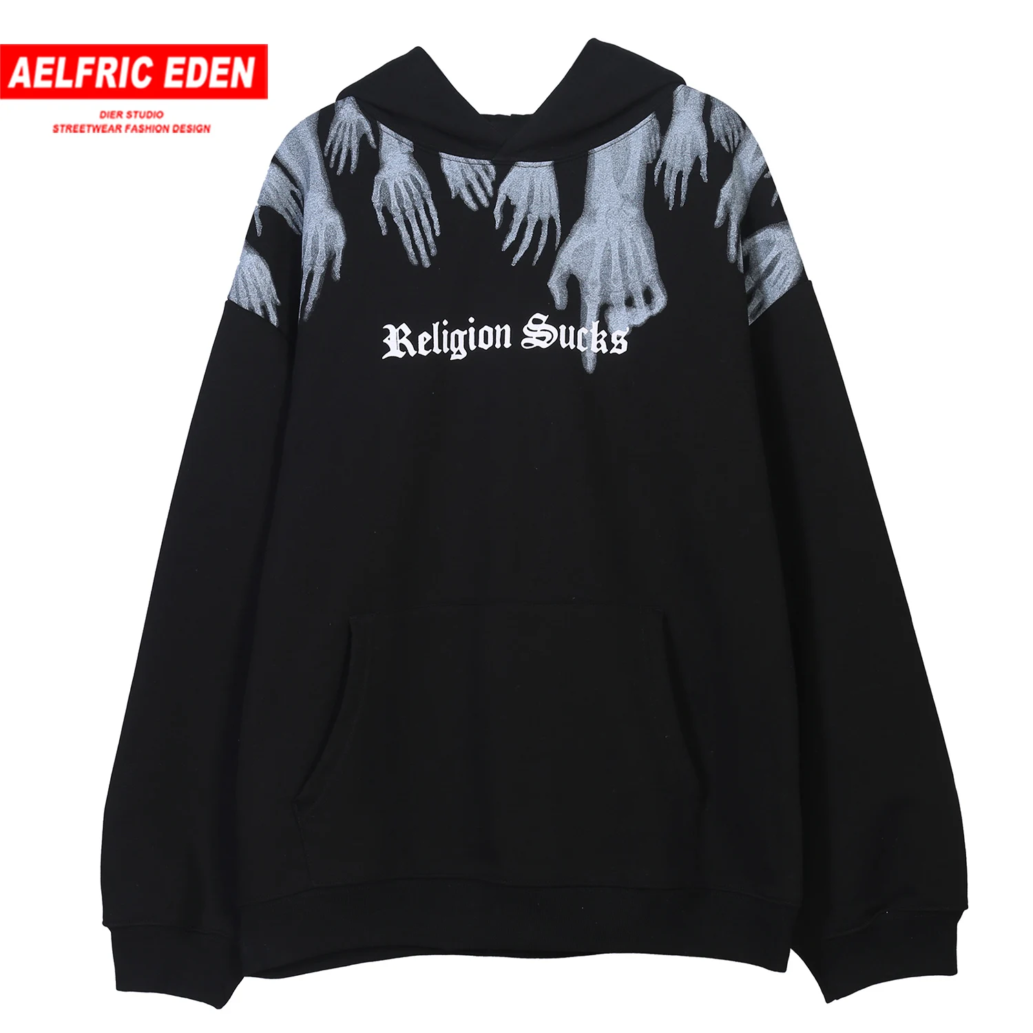 Aelfric Eden, принт с призрачным пальцем, флисовые мужские толстовки с капюшоном, Harajuku, Повседневный хлопковый пуловер, модная уличная одежда, толстовки