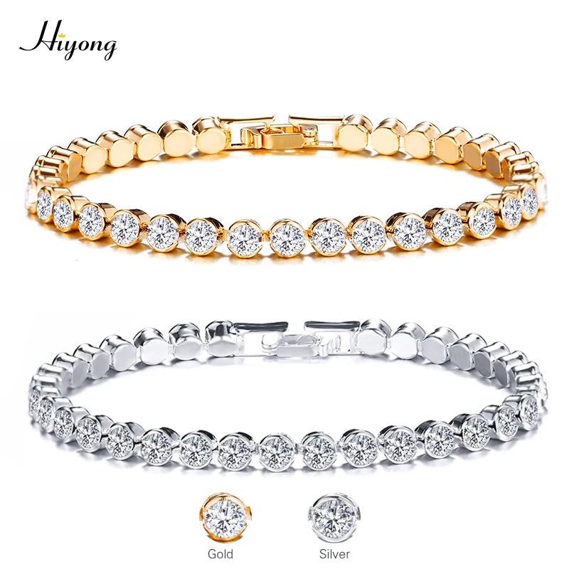 HIYONG 2019 Новый Модный Блестящий Кристалл теннисные браслеты для женщин кубический