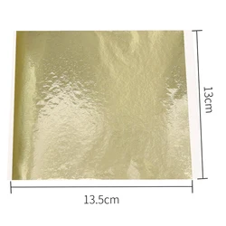 100 Pieces of Green and Gold Foil Leaf Sheets for Art, Crafts, Furniture Decoration, and Nail Art (Champagne Silver)