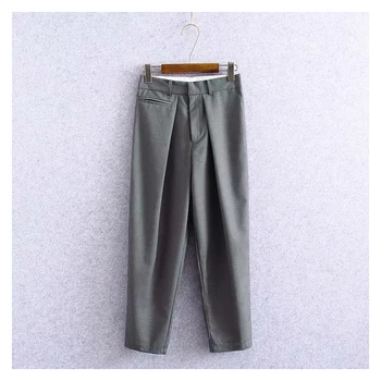 

womens Casual Solid Pants female 2020 new Fashion Loose Straight Fold Trousers ladies Elegant chic Pockets Pants Female