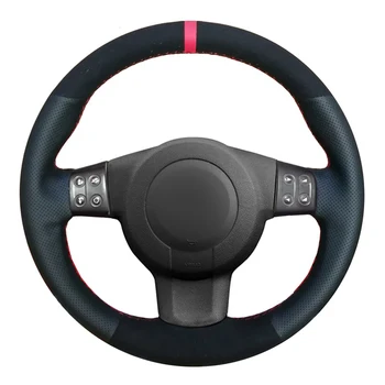 

DIY Hand-sewn Black Genuine Leather Black Suede Car Steering Wheel Cover for Seat Leon (Mk2) 2006-2008 Ibiza (6L) 2007
