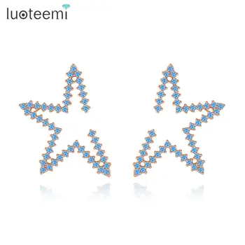

LUOTEEMI Brand New Design Star Stud Earrings For Women Girls Small Cubic Zircon Statement Jewelry Dating Party Christmas Gifts