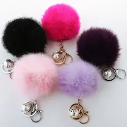 Милый 8 см, кролик шар для волос висячая модная сумка с жемчугом клавиатура Автомобильная подвеска-украшение пушистый брелок для ключей