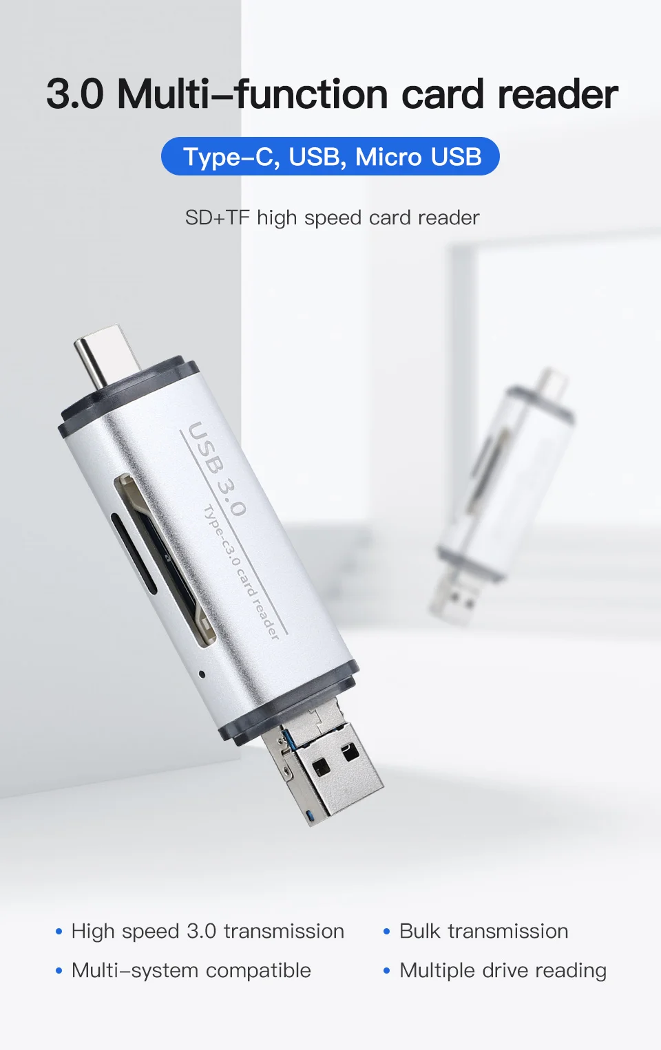 KUULAA Тип C OTG кард-ридер с USB женский интерфейс для ПК USB 3,0 чтение TF кард-ридер адаптер Компьютерные принадлежности