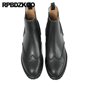 

women ankle boots 2019 round toe japanese chunky 10 shoes crossdresser slip on big size brogue plus european booties chelsea