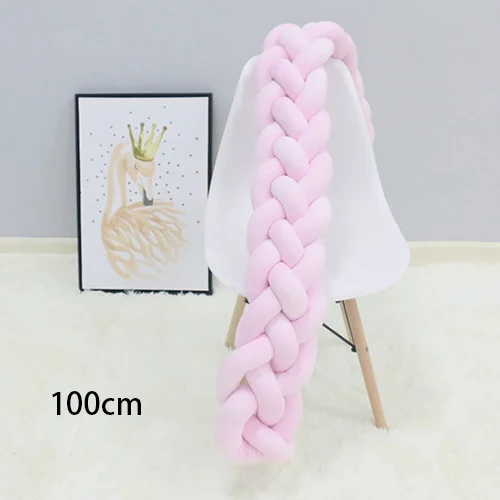 pink-100cm 1 м-3 м четырехслойная тканая кровать обхват промежность Детская комната Декор защита для кроватки Успокаивающая игрушка плетение узел для детских вещей постельные принадлежности - Цвет: pink-100cm