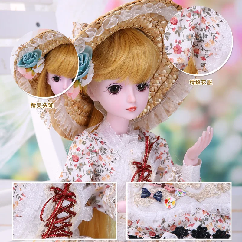 

Demi Doll Sandy 60 Centimeter BJD Joints Doll Wedding Dress Princess Replaceable Play House Gift Box Set