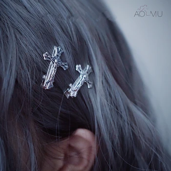 

AOMU 2020 New Punk Cross Skull Jesus Make Old Metal Hair Grip Hair Claw Accessories For Women Girl Hair Clip Party Gifts