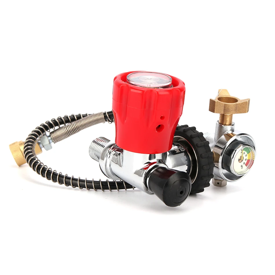 PCP Пейнтбольный бак вкл/выкл клапан давления с манометром сбоку 4500psi M18 мужской G5/8 Женский Для M18x1.5 HPA цилиндр CF танк