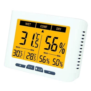 

Indoor Thermometer with Calibration, Humidity Gauge with Jumbo LCD Screen and Backlight, Accurate Humidity Monitor for House, Of