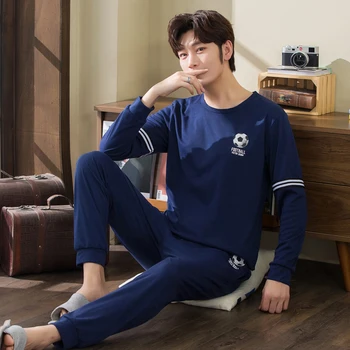 

XIZOU 2020 Men's Cotton Pajama Sets Letter Striped Sleepwear Pajama Sets Casual Sleep&Lounge Pyjamas Plus Size 3XL Pijama